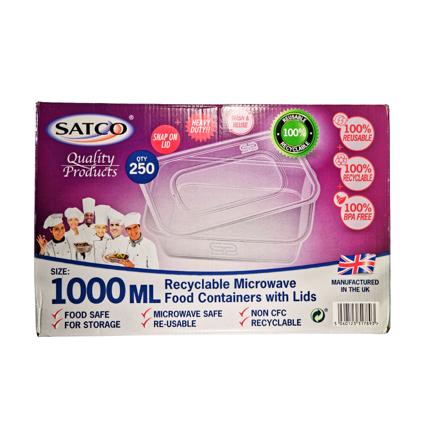 [433] PLASTIC CONTAINERS + LIDS 1000 250PCS (SATCO)