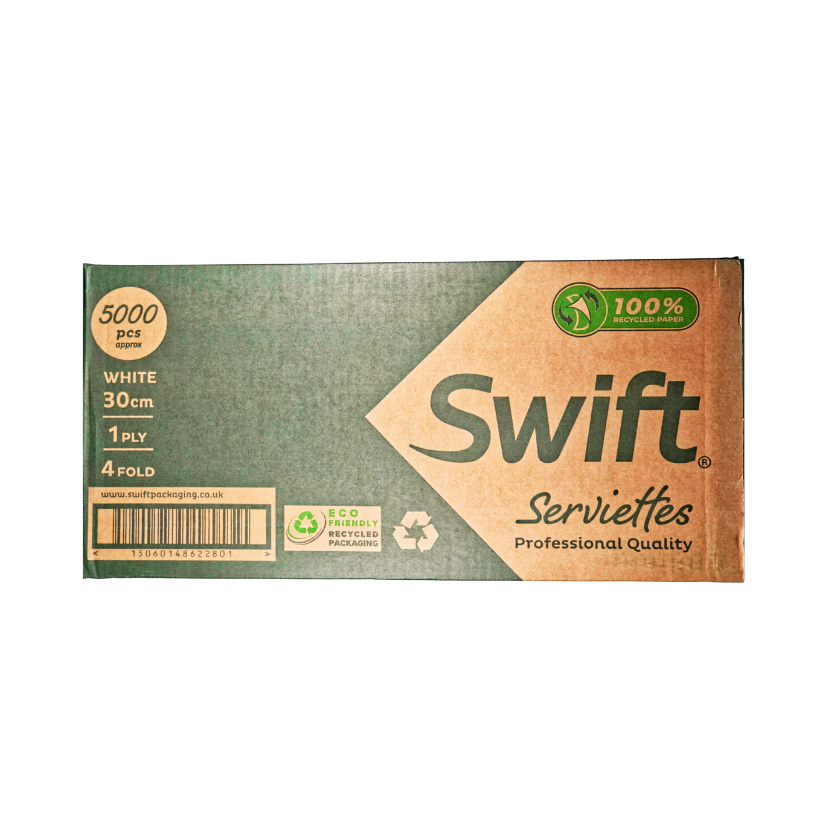[533] SERVIETTES 1PLY 4 FOLD 30CM WHITE 5000PCS