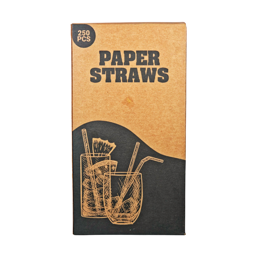 [964] STRAWS PAPER BLACK 197*6*6MM 250PCS