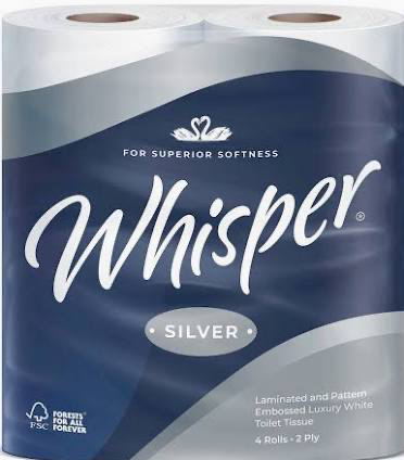 [817] TOILET ROLLS 2PLY (WHISPER SILVER) 40S
