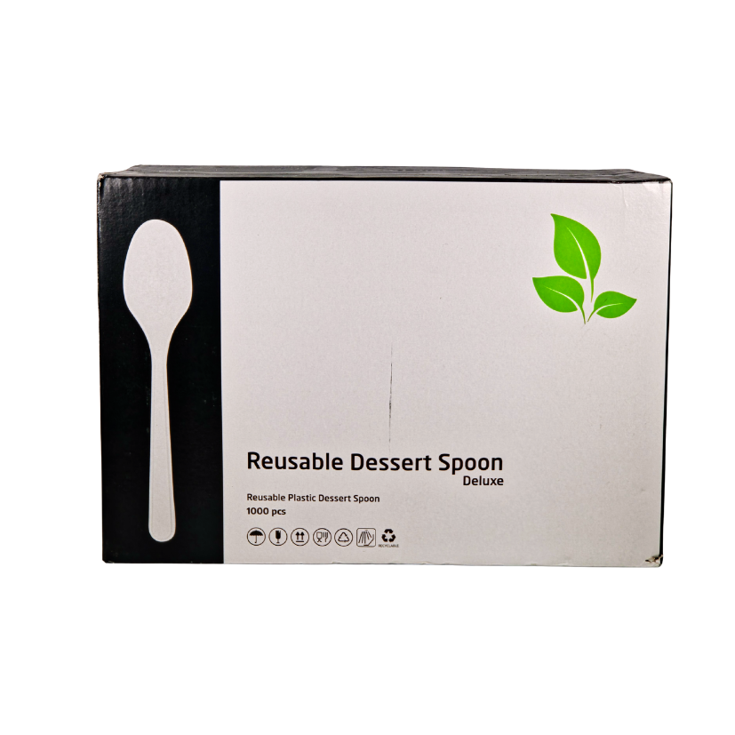 [965] SPOON DESSERT BLACK REUSABLE 100PCS (10)