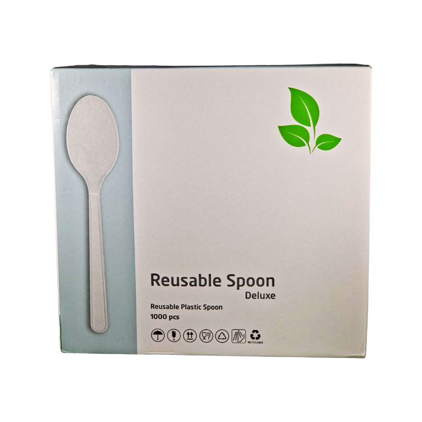 [966] SPOON HEAVY DUTY BLACK REUSABLE 100PCS (10)